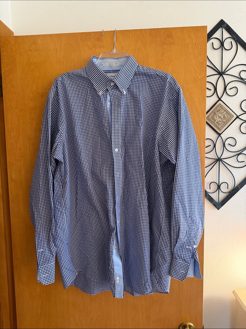 Paul Fredrick Men's Blue Gingham Button-Down Shirt